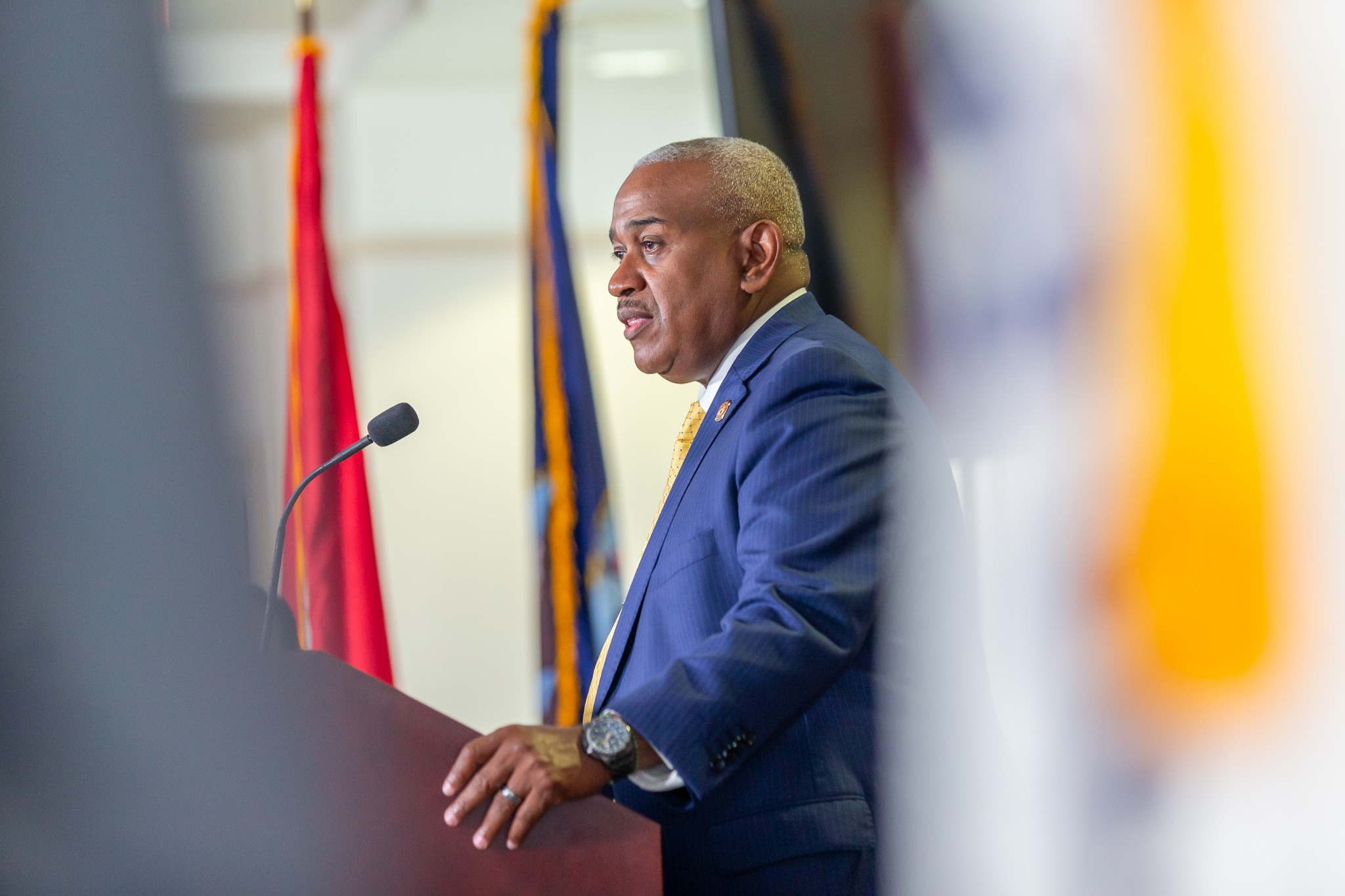 Allie L. Braswell, Jr. speaking at a community leadership event